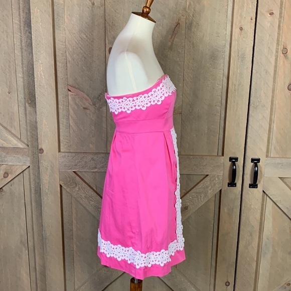 Lilly Pulitzer hibiscus pink Betsey dress Strapless Size 4 - Picture 4 of 13